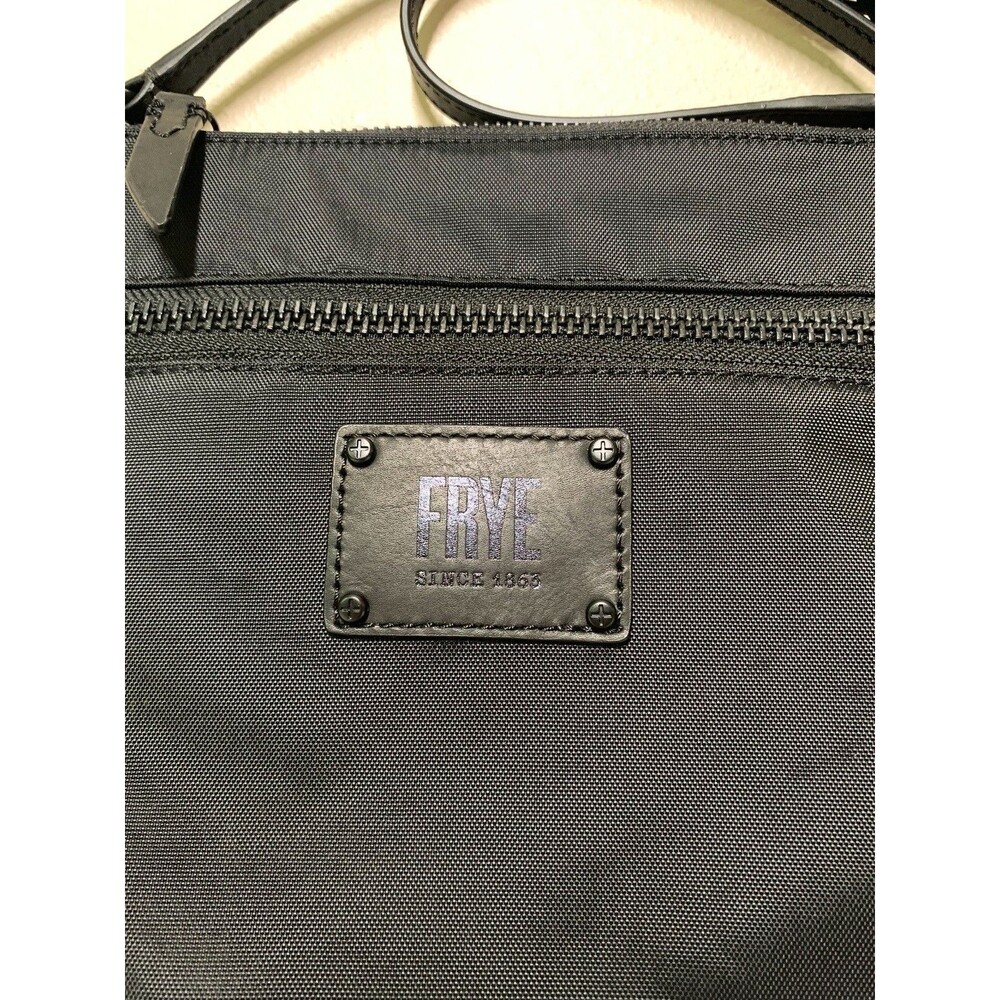 Frye Ivy Nylon Crossbody Bag Leather Logo Black on Black EUC - Picture 3 of 6
